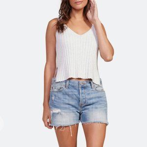 Cupcake & Cashmere Ribbed V-Neck Sweater Tank w/ metallic accents